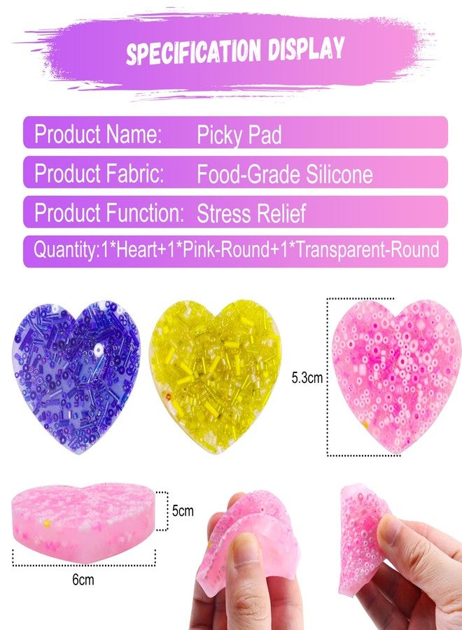 oyeftp Skin Picking Fidget Toys, Pick Pad Heart Fidget Toys for Adults Teenager, Silicone Picking Fidget Pad, Trichotillomania Toys for Skin Pickers, Dermatillomania, ADHD for Teens and Adults - Image 2